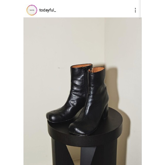美品】TODAYFUL スクエアショートブーツ 37 黒 マルジェラ シューズ