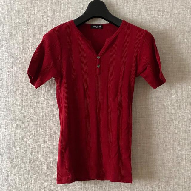 COMME CA ISM(コムサイズム)のCOMME CA ISM リブTシャツ　赤　メンズ メンズのトップス(Tシャツ/カットソー(半袖/袖なし))の商品写真