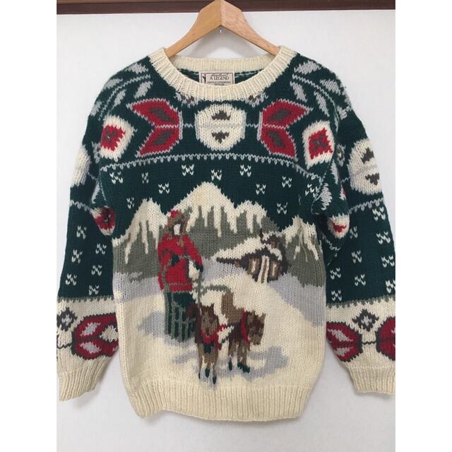 90s Eddie Bauer ウールニットセーター 北欧風 ノルディック