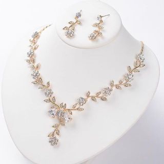 大人気！ネックレス ピアス2点セット　 結婚式　ウェディング　ゴールド7/13(ピアス)