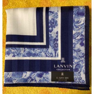 ランバン(LANVIN)のランバン　ハンカチ　ネイビーレース柄(ハンカチ)