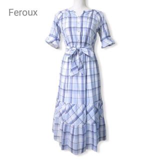 フェルゥ(Feroux)の美品 Feroux フェルゥ サマーマドラスチェックワンピース ウエストリボン(ロングワンピース/マキシワンピース)