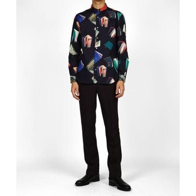 Paul Smith(ポールスミス)のPaul Smith ポールスミス 本 総柄シャツ ネイビーブラック ブラウス メンズのトップス(シャツ)の商品写真