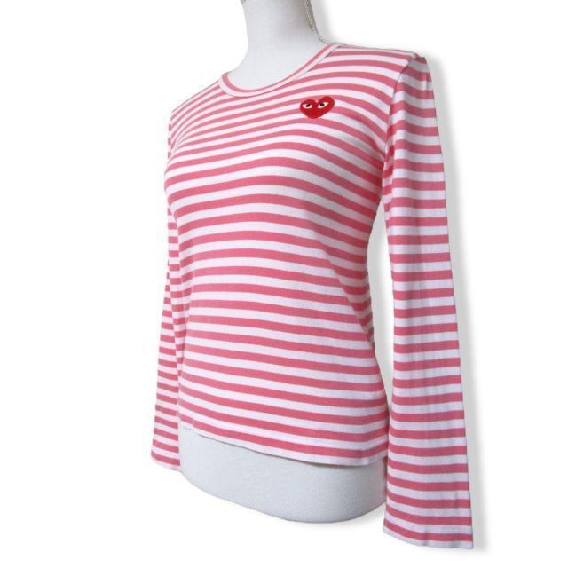 ネットオフ 送料得店  美品 プレイ 定番 ボーダーカットソー プレイコムデギャルソン Tシャツ(長袖/七分)