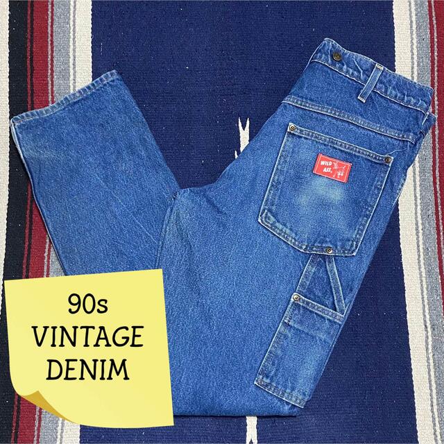 90s 古着 ヴィンテージ デニム ダブルニー バギーパンツ ペインターパンツ メンズのパンツ(デニム/ジーンズ)の商品写真