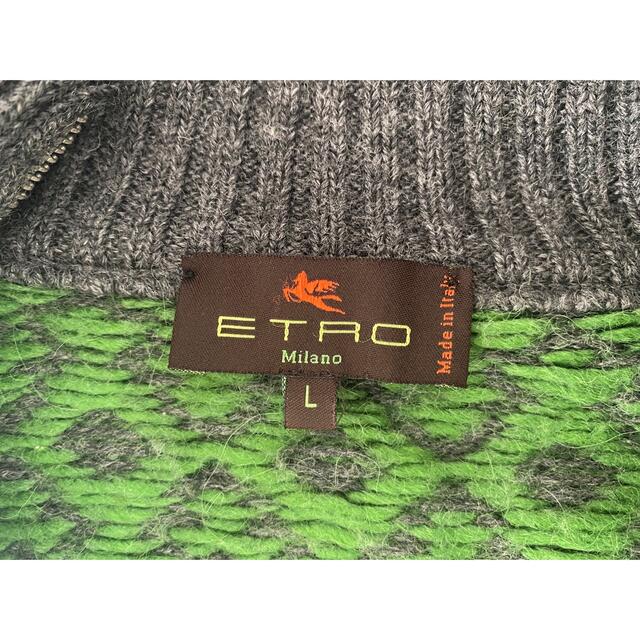 etro グリーンニットカーディガン　ウール100% 3