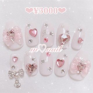 ネイルチップオーダー♡量産型韓国うるうるリボンゆめかわピンク