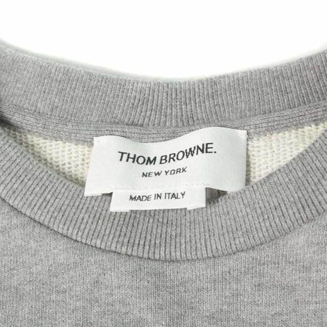 THOM BROWNE(トムブラウン)のトムブラウン トレーナー コットン トリコロール 長袖 44 L グレー レディースのトップス(トレーナー/スウェット)の商品写真