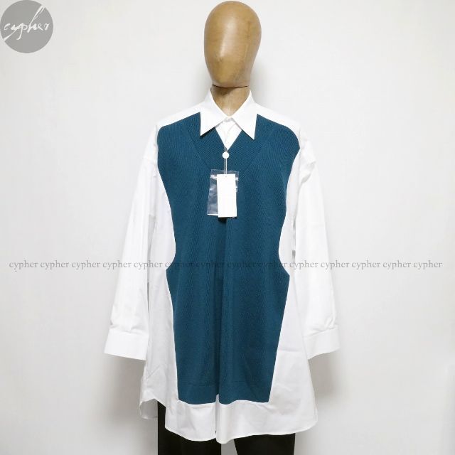 Maison Martin Margiela(マルタンマルジェラ)の新品 メゾンマルジェラ Spliced ニット シャツ ドレス ワンピース 白 レディースのワンピース(ミニワンピース)の商品写真