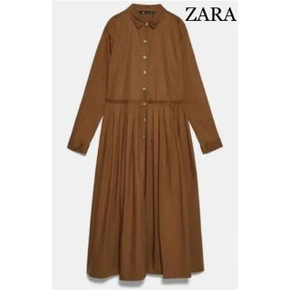 ザラ(ZARA)のZARAプリーツロングシャツワンピースＸＳ(ロングワンピース/マキシワンピース)