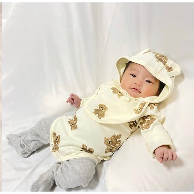 bear suit bonnet set くまロンパース　韓国子供服　海外子供服 キッズ/ベビー/マタニティのベビー服(~85cm)(ロンパース)の商品写真