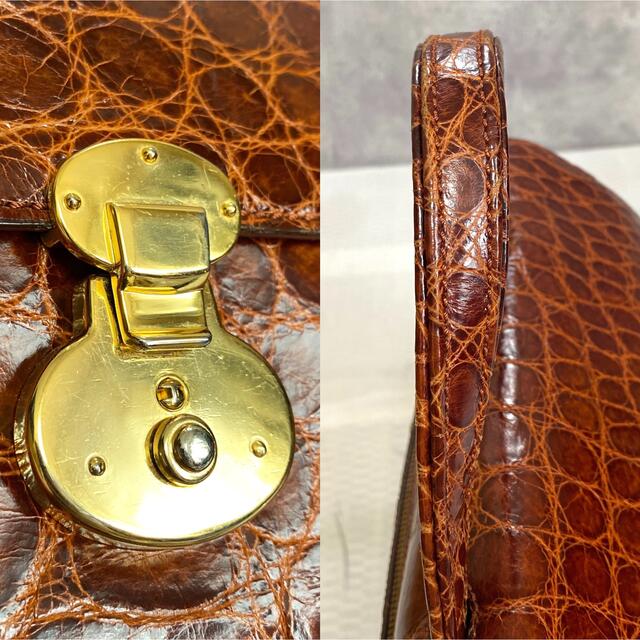 【美品】MAURO GOVERNA シャイニングクロコ ハンドバッグ定価60万程