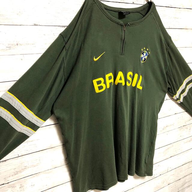 90s XLサイズ ナイキ NIKEブラジル BRASIL ロンT ハーフジップ