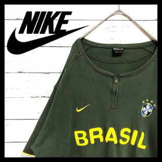 90s XLサイズ ナイキ NIKEブラジル BRASIL ロンT ハーフジップ