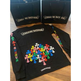 クロムハーツ(Chrome Hearts)の最終値下！新品未使用★クロムハーツ マルチカラークロス 黒 M ロンtシャツ(Tシャツ/カットソー(七分/長袖))