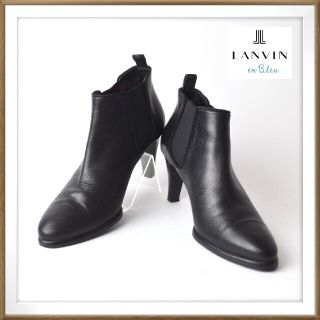 ランバンオンブルー(LANVIN en Bleu)のs88 ランバンオンブルー サイドゴア レザー ショートブーツ 黒 24cm(ブーツ)