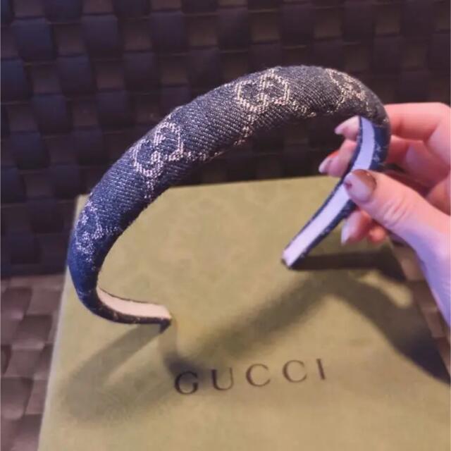 GUCCI GUCCI ウォッシュドデニムヘアバンド カチューシャ 大きな割引