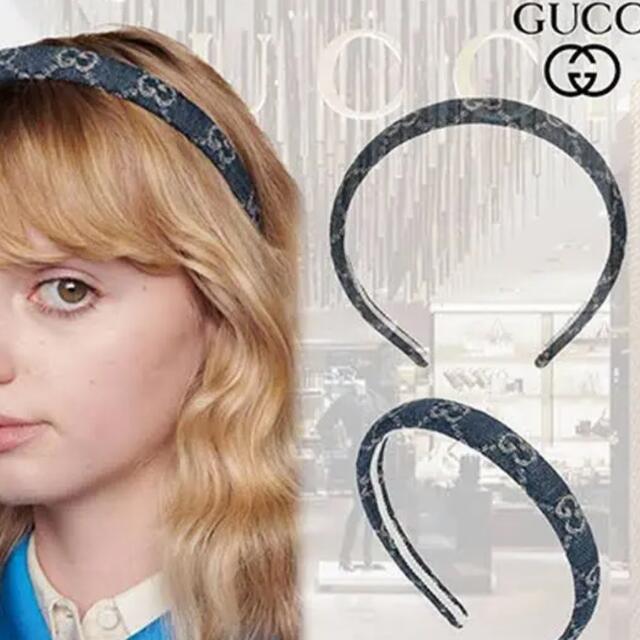 Gucci(グッチ)のGUCCI GUCCI ウォッシュドデニムヘアバンド　カチューシャ レディースのヘアアクセサリー(カチューシャ)の商品写真