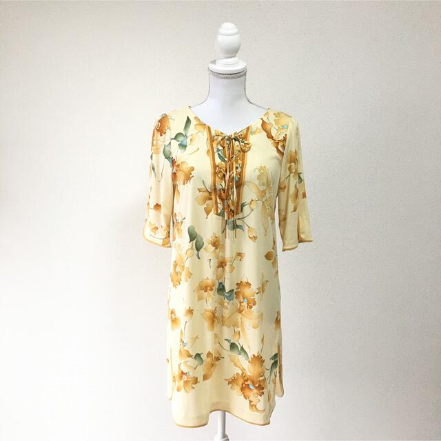 美品 LEONARD レオナール カンカン 花柄 ワンピース チュニック - www