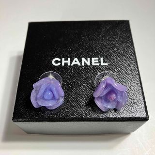 CHANEL ブランド　パープル　ピアス　カメリア　ココマーク　小物　レディース