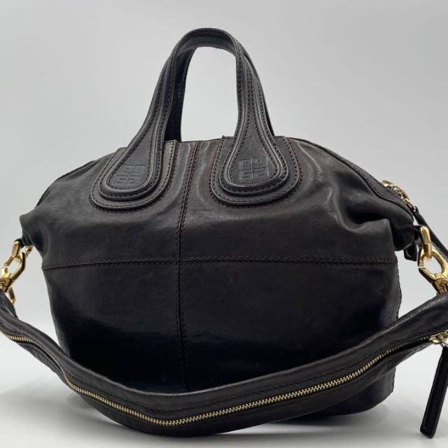 大人気 美品✨ジバンシー ハンドバッグ ブラウン レザー ロゴ