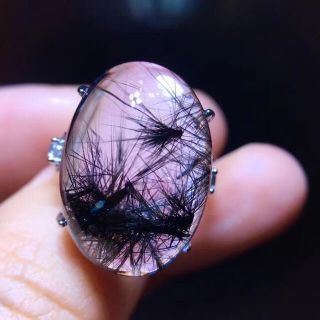 【天然】ブラックルチルクォーツ リング s925 20.3*14.5mm