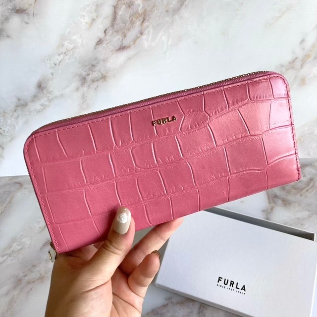 入手困難 フルラ FURLA バビロン クロコ 長財布 アンティークピンク