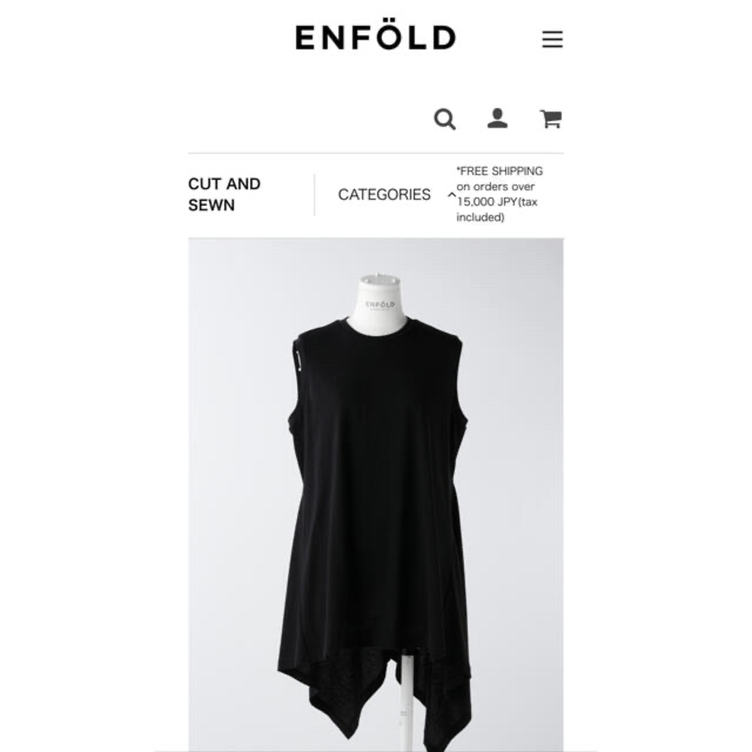 ENFOLD(エンフォルド)のENFOLD☆エンフォルド　カットソー　未使用タグ付き　黒 メンズのトップス(Tシャツ/カットソー(半袖/袖なし))の商品写真
