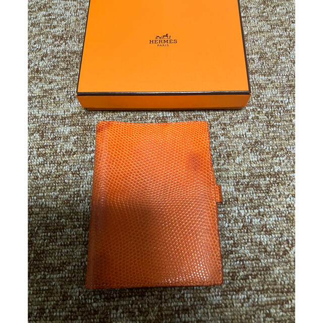 Hermes(エルメス)のtutti様ご専用　エルメス　手帳カバー　オレンジ　リザード　PM メンズのファッション小物(手帳)の商品写真