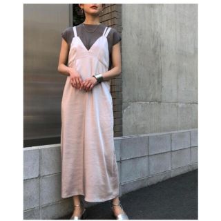 アメリヴィンテージ(Ameri VINTAGE)の&g’aime サテンキャミワンピース　グレージュ(ロングワンピース/マキシワンピース)