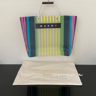 マルニ(Marni)のMARNIマルニメッシュストライプバッグ　フラワーカフェ(ハンドバッグ)