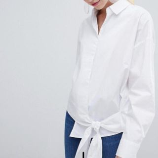 エイソス(asos)の【asos】ビッグリボンホワイトシャツ(シャツ/ブラウス(長袖/七分))