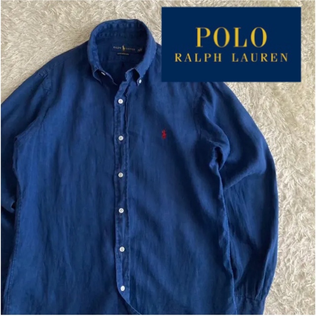 POLO RALPH LAUREN(ポロラルフローレン)のRalph Lauren 麻100%ラルフローレン　ワンポイント リネンシャツ メンズのトップス(シャツ)の商品写真