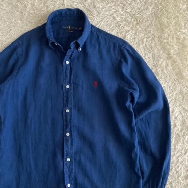 POLO RALPH LAUREN(ポロラルフローレン)のRalph Lauren 麻100%ラルフローレン　ワンポイント リネンシャツ メンズのトップス(シャツ)の商品写真