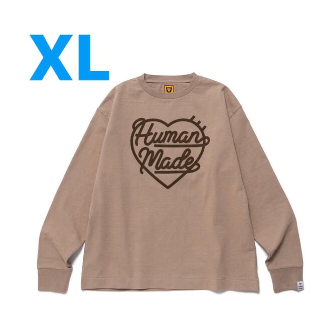 HEART L/S T-SHIRT ロンT XLサイズ　ベージュ