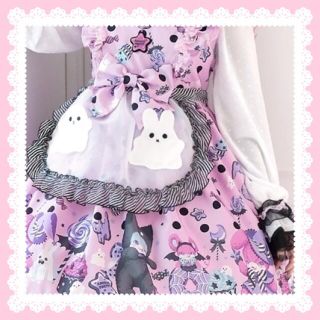 30%OFF SALE セール Angelic Pretty マシュマロおばけエプロン クロ