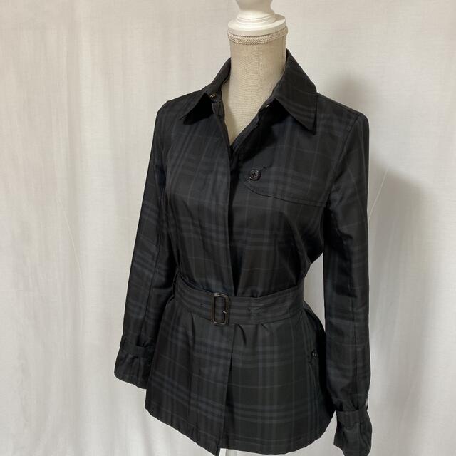 BURBERRYLONDONバーバリー ショートトレンチ ノバチェック ブラック-