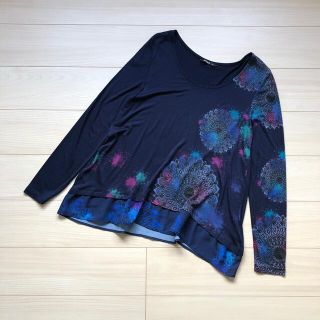 デシグアル(DESIGUAL)のDesigual デシグアル  カットソー XL シフォン　ネイビー(カットソー(長袖/七分))