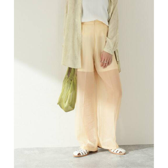 CLANE - clane STRAIGHT SHEER PANTS イエローの通販 by CLANE - clane STRAIGHT SHEER PANTS イエローの通販 by