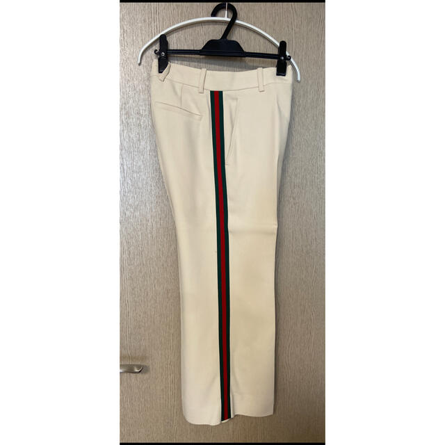 GUCCIパンツ オフホワイト✖️グリーンレッド ストライプ サイズ36美品