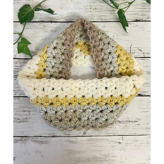 ふわふわお花模様のスヌード マフラー かぎ針編み 手編み ハンドメイド