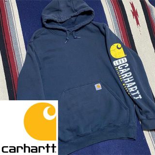 カーハート(carhartt)の90s 古着 カーハート パーカー メキシコ製 ロゴタグ 袖プリント ゆるだぼ(パーカー)