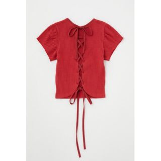 マウジー(moussy)のmoussy マウジー　BACK LACE UP PUFF Tシャツ　赤(カットソー(半袖/袖なし))