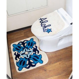 サガラ刺繍トイレカバー&マット　トイレセット　トイレマット　ハワイアンインテリア(トイレマット)