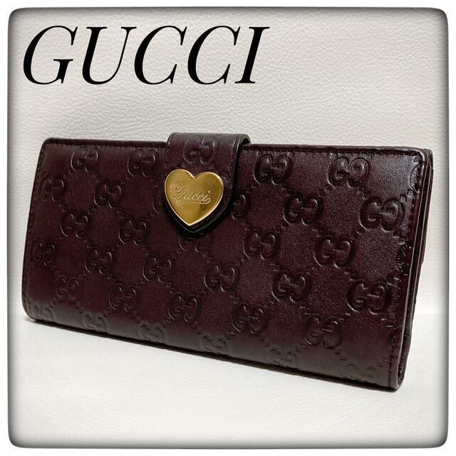 安価 ワタナベ Gucci - 正規品❗️GUCCIグッチ✨️グッチシマ長財布二つ折りレザーハートゴールドGC 財布