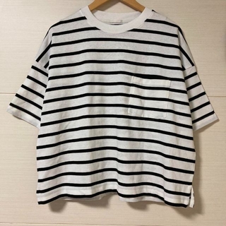ジーユー(GU)のGU Tシャツ カットソー ストライプ 胸ポケット XLサイズ(カットソー(半袖/袖なし))