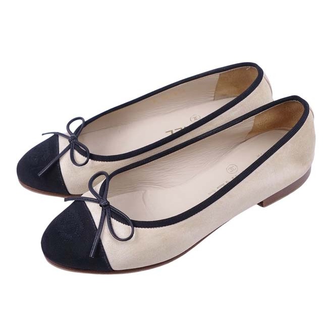 シャネル パンプス バイカラー ココマーク 35 1/2C ベージュ/ブラック