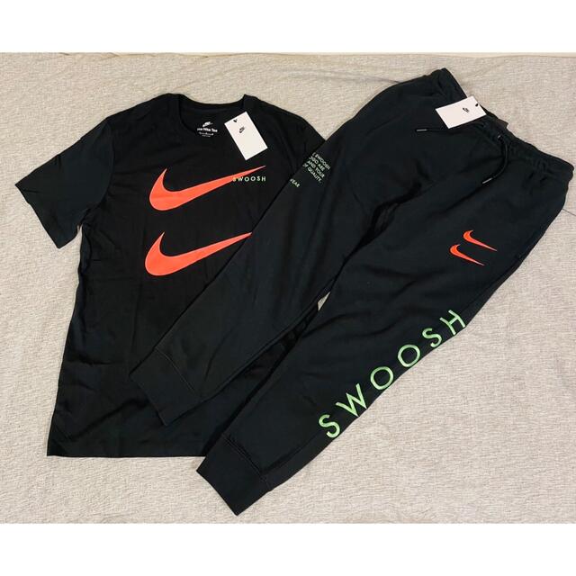 NIKE スウェット Tシャツ ブラック グリーン ジョガーパンツ 上下　L