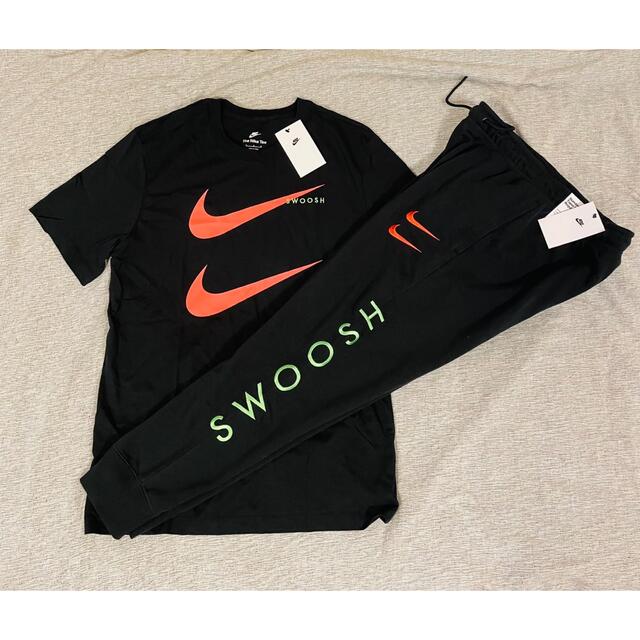 NIKE スウェット Tシャツ ブラック グリーン ジョガーパンツ 上下　M