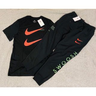 ナイキ(NIKE)のNIKE スウェット Tシャツ ブラック グリーン ジョガーパンツ 上下　M(Tシャツ/カットソー(半袖/袖なし))